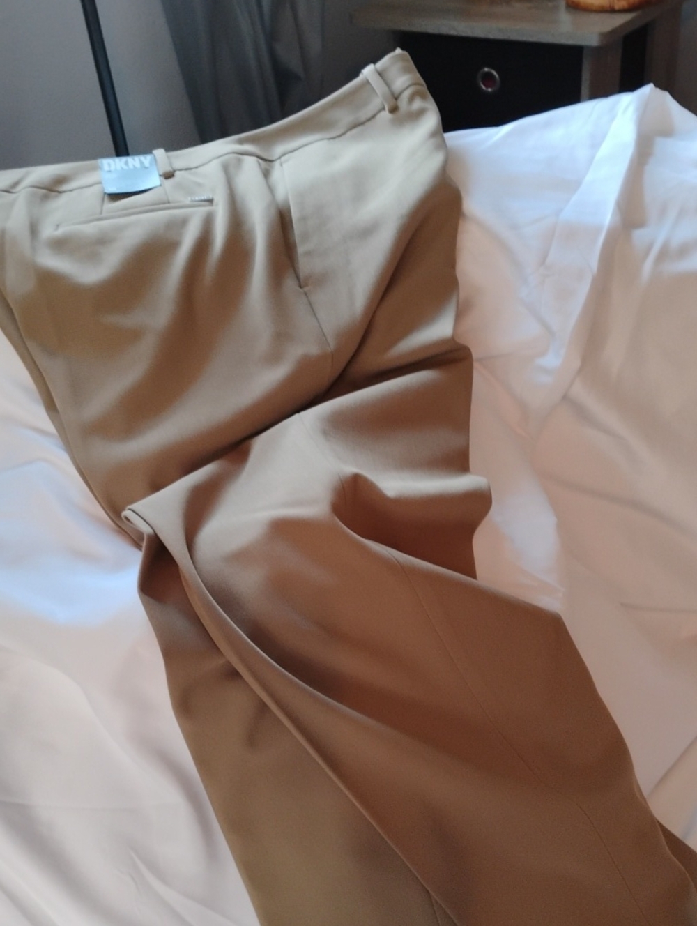 DKNY Tan Pencil Slacks Classic Tailored Silhouette